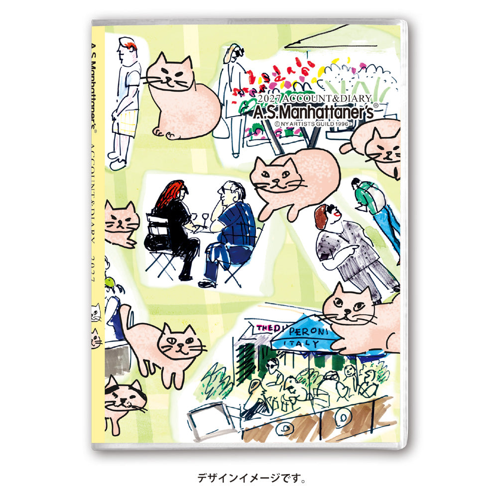 名入れ可能 2027年1月始まり ペイジェムA.S.マンハッタナーズアカウント&ダイアリー(NYなわばり猫)7854