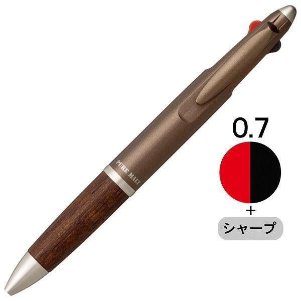 名入れ無料　ジェットストリーム2&1 多機能ペン 0.7mm ピュアモルトメタリックブラウン 2色+シャープ 三菱鉛筆uni